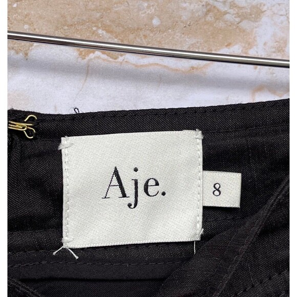 Aje Black Linen-Blend Elements Flared Pant, Brand Size 8 - Picture 8 of 12